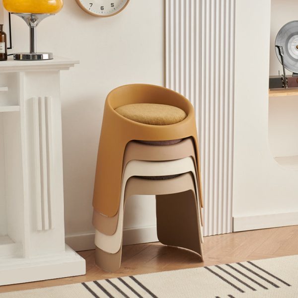 Contemporary Nordic Fabric PP Sponge Upholstered Dining Chair Backless Armless For Dining Room - Image 14