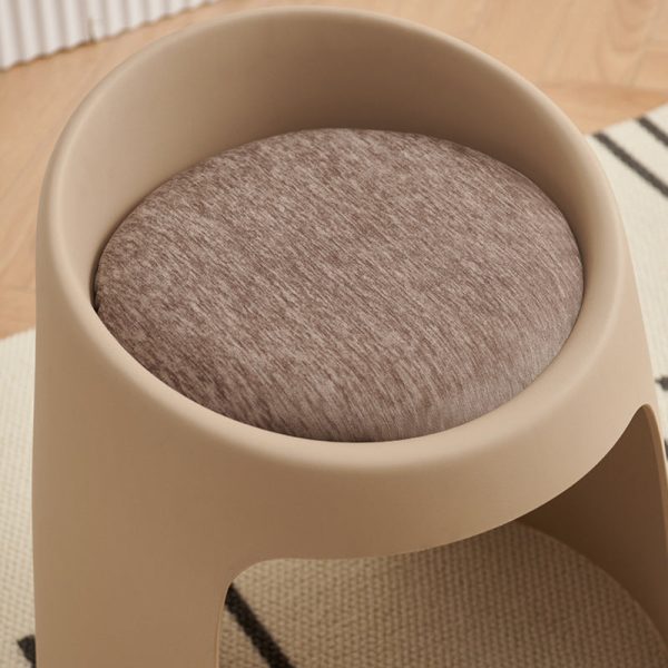 Contemporary Nordic Fabric PP Sponge Upholstered Dining Chair Backless Armless For Dining Room - Image 5