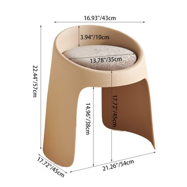 Contemporary Nordic Fabric PP Sponge Upholstered Dining Chair Backless Armless For Dining Room - Image 4