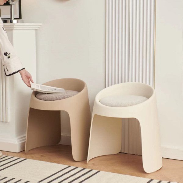 Contemporary Nordic Fabric PP Sponge Upholstered Dining Chair Backless Armless For Dining Room - Image 13