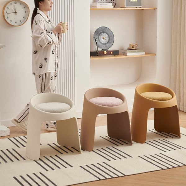 Contemporary Nordic Fabric PP Sponge Upholstered Dining Chair Backless Armless For Dining Room - Image 12