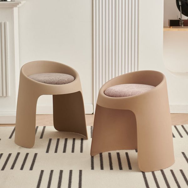 Contemporary Nordic Fabric PP Sponge Upholstered Dining Chair Backless Armless For Dining Room - Image 3