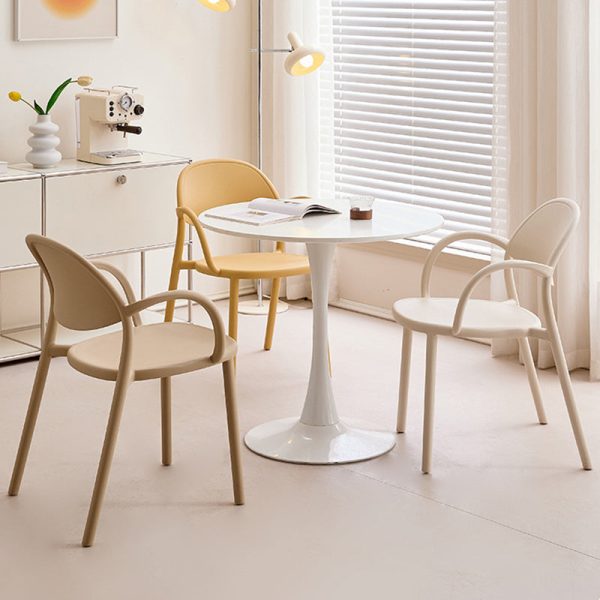 Contemporary Nordic Arc Full PP Dining Chair Backrest Armrest For Dining Room - Image 2