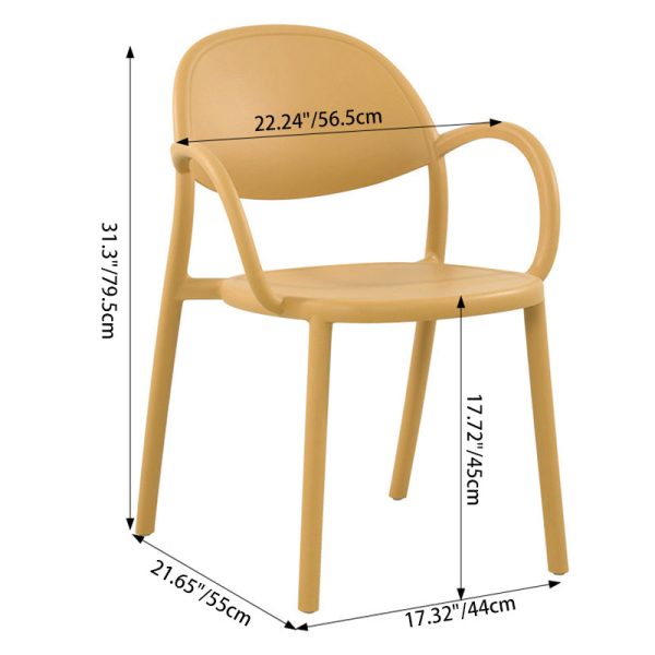 Contemporary Nordic Arc Full PP Dining Chair Backrest Armrest For Dining Room - Image 4