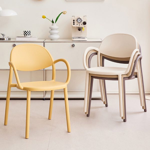 Contemporary Nordic Arc Full PP Dining Chair Backrest Armrest For Dining Room - Image 3