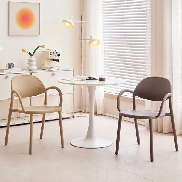 Contemporary Nordic Arc Full PP Dining Chair Backrest Armrest For Dining Room - Image 11