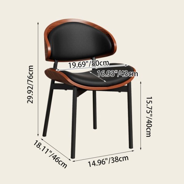 Contemporary Scandinavian Arc Leather Solid Wood Carbon Steel Dining Chair Backrest Armless For Dining Room - Image 4