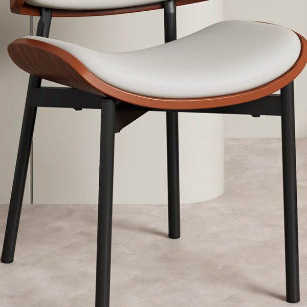 Contemporary Scandinavian Arc Leather Solid Wood Carbon Steel Dining Chair Backrest Armless For Dining Room - Image 6