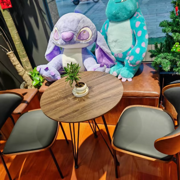 Contemporary Scandinavian Arc Leather Solid Wood Carbon Steel Dining Chair Backrest Armless For Dining Room - Image 24