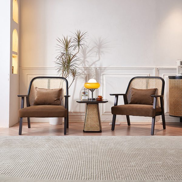 Contemporary Scandinavian Square Flannelette Solid Wood Rattan Ash Sponge Sofa Backrest Armrest For Living Room - Image 14