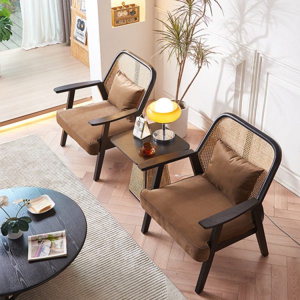 Contemporary Scandinavian Square Flannelette Solid Wood Rattan Ash Sponge Sofa Backrest Armrest For Living Room - Image 16