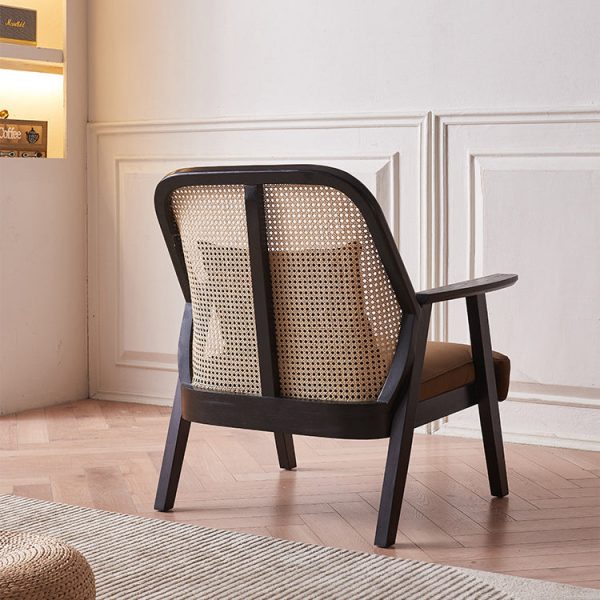 Contemporary Scandinavian Square Flannelette Solid Wood Rattan Ash Sponge Sofa Backrest Armrest For Living Room - Image 9