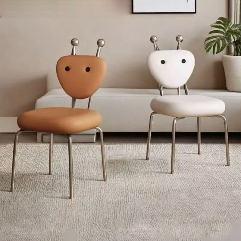 DFM-Chair-FA01523-10.jpg Contemporary Creative Square Alien Leather Lambswool Iron Dining Chair Backrest Armless For Dining Room - Image 1