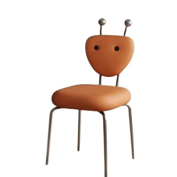 Contemporary Creative Square Alien Leather Lambswool Iron Dining Chair Backrest Armless For Dining Room - Image 12
