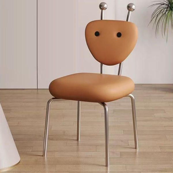 Contemporary Creative Square Alien Leather Lambswool Iron Dining Chair Backrest Armless For Dining Room - Image 10