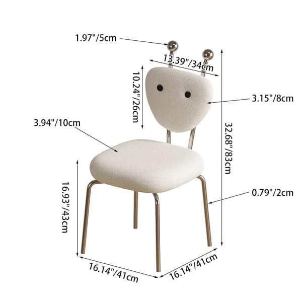 Contemporary Creative Square Alien Leather Lambswool Iron Dining Chair Backrest Armless For Dining Room - Image 4