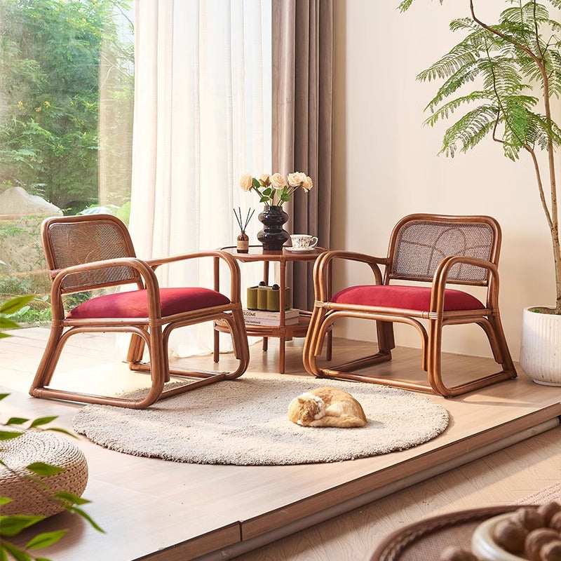 DFM-Chair-FA01531-16.jpg Traditional Japanese Square Flannelette Rattan Weaving Sponge Sofa Backrest Armrest For Living Room - Image 1