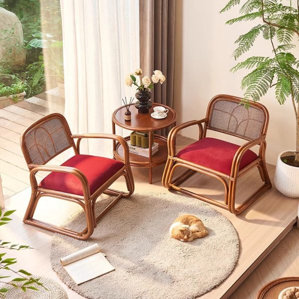 Traditional Japanese Square Flannelette Rattan Weaving Sponge Sofa Backrest Armrest For Living Room - Image 13