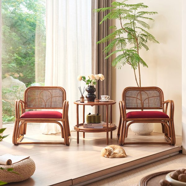 Traditional Japanese Square Flannelette Rattan Weaving Sponge Sofa Backrest Armrest For Living Room - Image 3