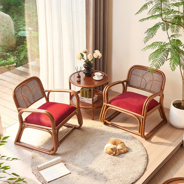 Traditional Japanese Square Flannelette Rattan Weaving Sponge Sofa Backrest Armrest For Living Room - Image 17