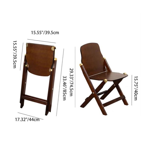 Contemporary Retro Foldable Solid Wood Composite Board Beech Coffee Chair Backrest Armless For Dining Room - Image 4