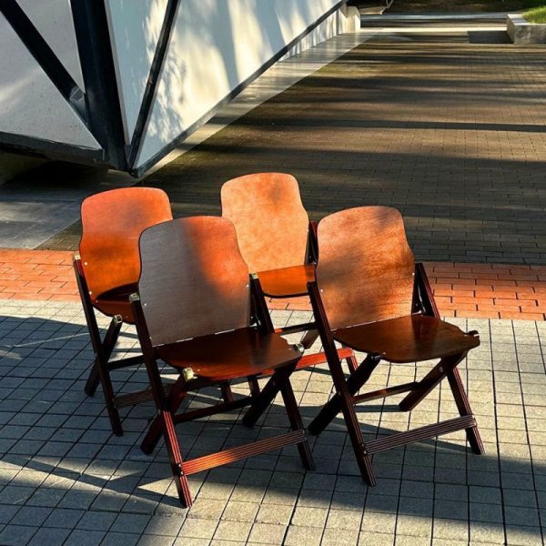 Contemporary Retro Foldable Solid Wood Composite Board Beech Coffee Chair Backrest Armless For Dining Room - Image 8