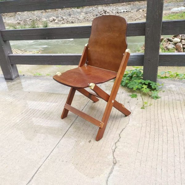 Contemporary Retro Foldable Solid Wood Composite Board Beech Coffee Chair Backrest Armless For Dining Room - Image 13