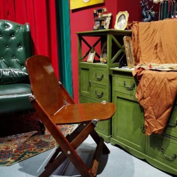 Contemporary Retro Foldable Solid Wood Composite Board Beech Coffee Chair Backrest Armless For Dining Room - Image 7