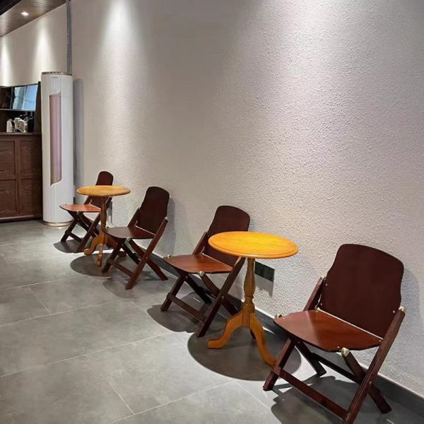 Contemporary Retro Foldable Solid Wood Composite Board Beech Coffee Chair Backrest Armless For Dining Room - Image 2