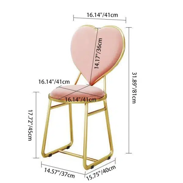 Contemporary Creative Carbon Steel Flannelette Heart Shape Dining Chair Backrest Armless For Dining Room - Image 4