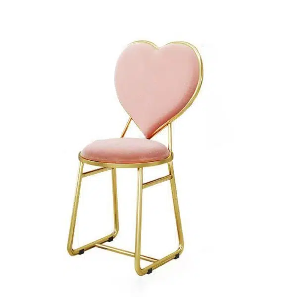 Contemporary Creative Carbon Steel Flannelette Heart Shape Dining Chair Backrest Armless For Dining Room - Image 13