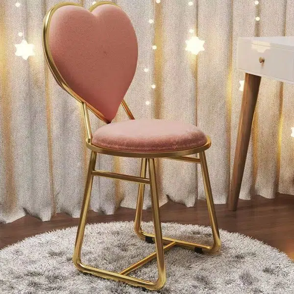 Contemporary Creative Carbon Steel Flannelette Heart Shape Dining Chair Backrest Armless For Dining Room - Image 11