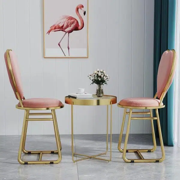 Contemporary Creative Carbon Steel Flannelette Heart Shape Dining Chair Backrest Armless For Dining Room - Image 3