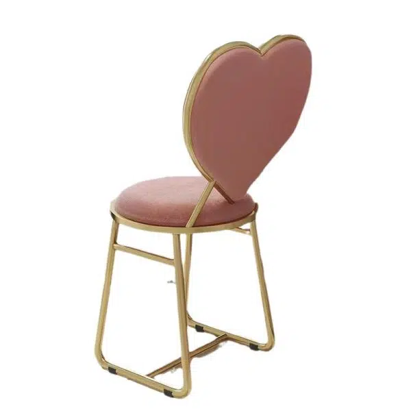 Contemporary Creative Carbon Steel Flannelette Heart Shape Dining Chair Backrest Armless For Dining Room - Image 14
