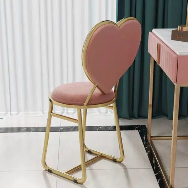 Contemporary Creative Carbon Steel Flannelette Heart Shape Dining Chair Backrest Armless For Dining Room - Image 12