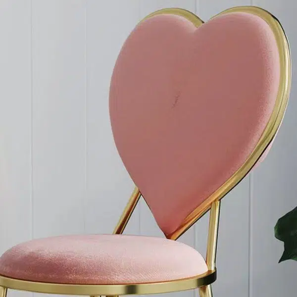 Contemporary Creative Carbon Steel Flannelette Heart Shape Dining Chair Backrest Armless For Dining Room - Image 8