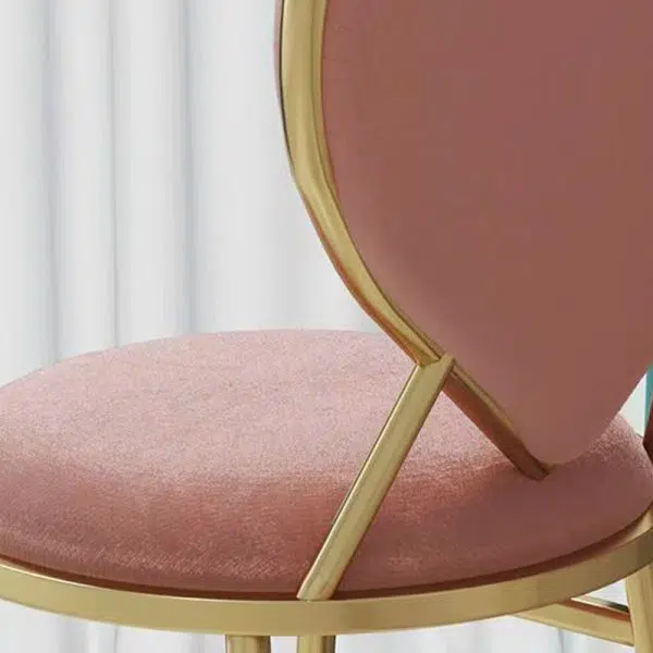 Contemporary Creative Carbon Steel Flannelette Heart Shape Dining Chair Backrest Armless For Dining Room - Image 6