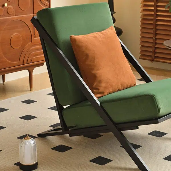 Contemporary Nordic Rectangular Tilt Upholstered Velvet Metal Frame Accent Chair Backrest For Living Room - Image 22