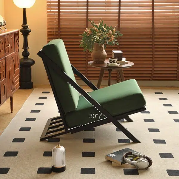 Contemporary Nordic Rectangular Tilt Upholstered Velvet Metal Frame Accent Chair Backrest For Living Room - Image 10