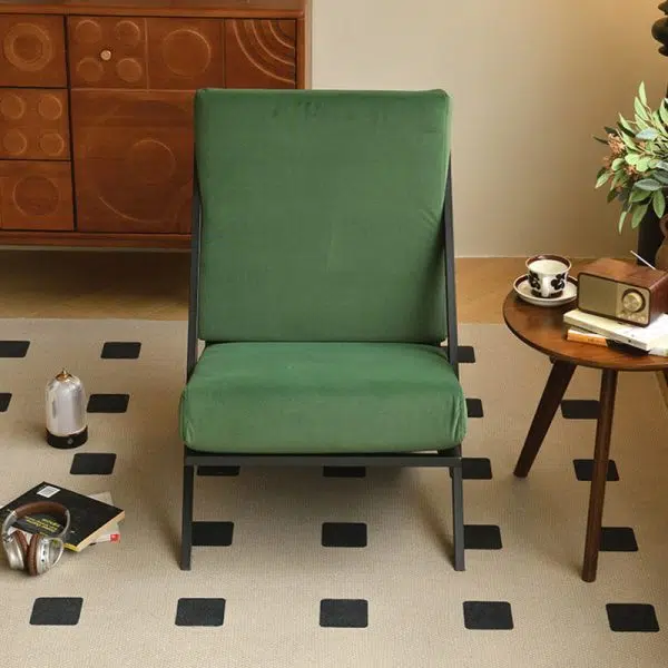 Contemporary Nordic Rectangular Tilt Upholstered Velvet Metal Frame Accent Chair Backrest For Living Room - Image 23