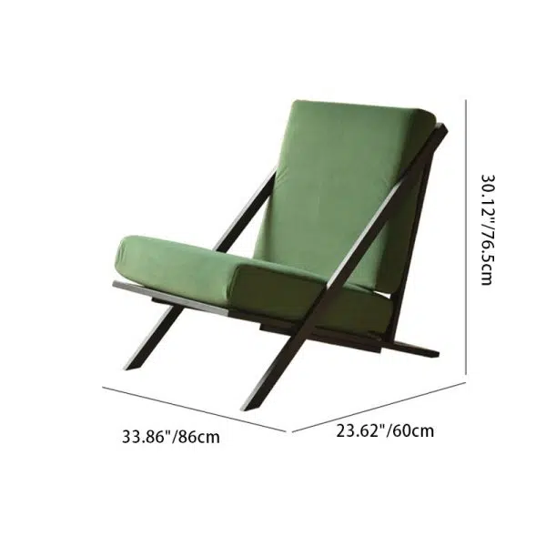 Contemporary Nordic Rectangular Tilt Upholstered Velvet Metal Frame Accent Chair Backrest For Living Room - Image 4