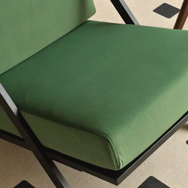 Contemporary Nordic Rectangular Tilt Upholstered Velvet Metal Frame Accent Chair Backrest For Living Room - Image 8