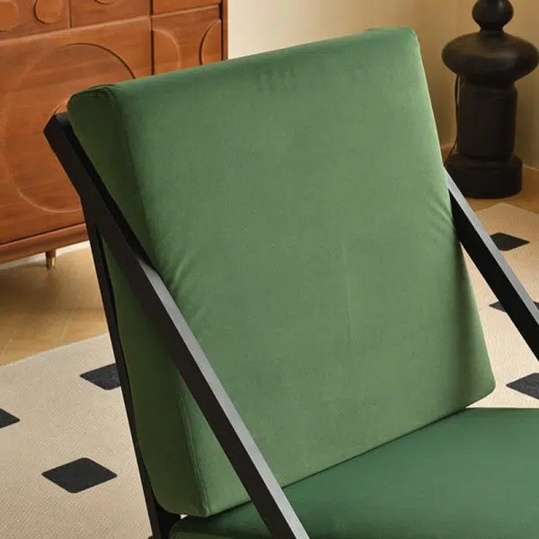 Contemporary Nordic Rectangular Tilt Upholstered Velvet Metal Frame Accent Chair Backrest For Living Room - Image 5