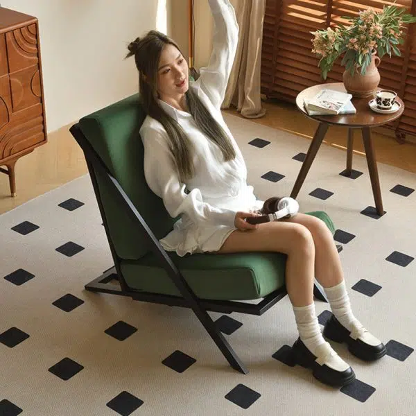 Contemporary Nordic Rectangular Tilt Upholstered Velvet Metal Frame Accent Chair Backrest For Living Room - Image 21