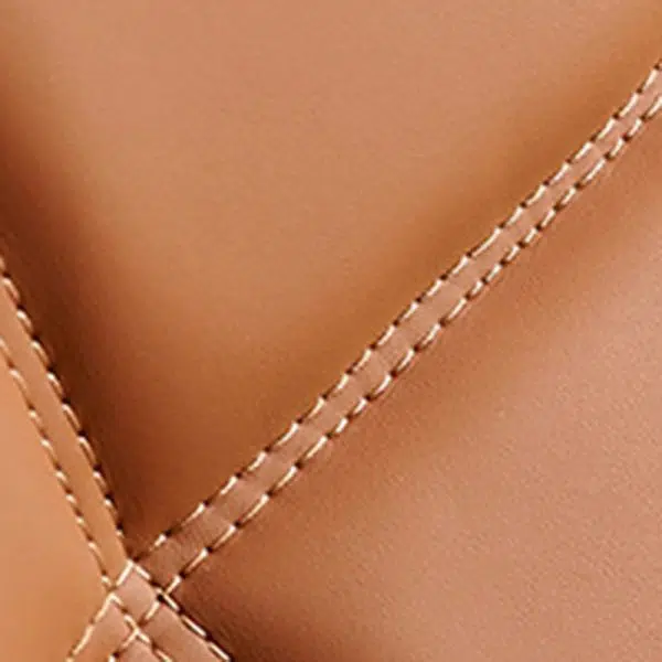 Contemporary Retro Rectangular Lattice Leather Wood Bracket Accent Chair Backrest Arm For Living Room - Image 13