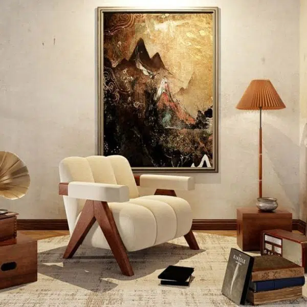 Contemporary Nordic Rectangular Striped Upholstered Velvet Solid Wood Accent Chair Backrest Arm For Living Room - Image 5