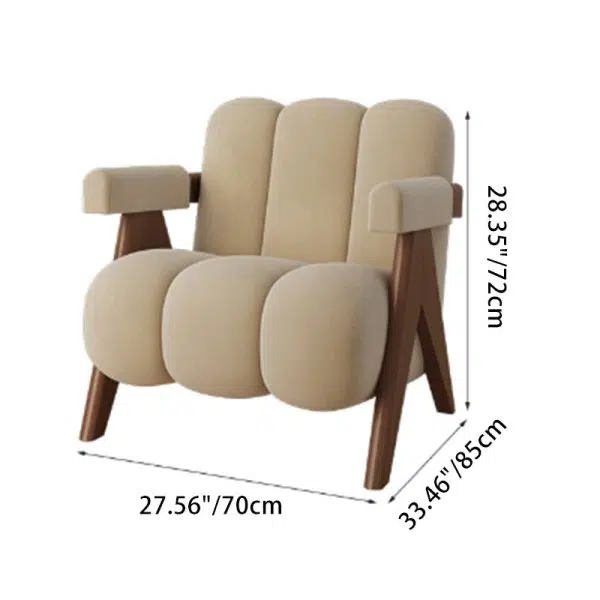 Contemporary Nordic Rectangular Striped Upholstered Velvet Solid Wood Accent Chair Backrest Arm For Living Room - Image 4