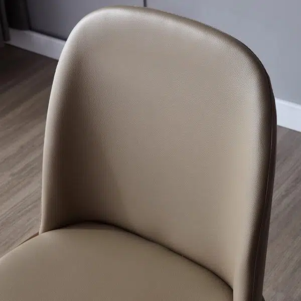 Contemporary Nordic Square Leather Solid Wood Dining Chair Curved Backrest For Dining Room - Image 5