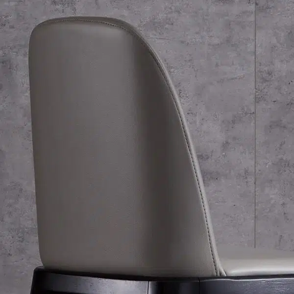 Contemporary Nordic Square Leather Solid Wood Dining Chair Curved Backrest For Dining Room - Image 8