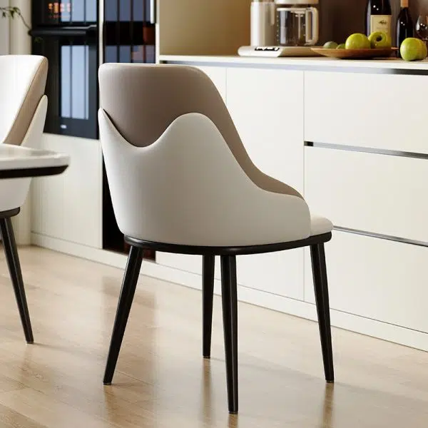 Contemporary Nordic Square Upholstered Leather Carbon Steel Dining Chair Mezzanine Backrest For Dining Room - Image 2
